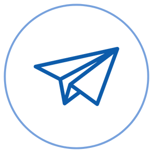 blue paper plane icon in circle